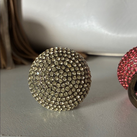 Red and Gold Rhinestone Dome Rings - Picture 3 of 5